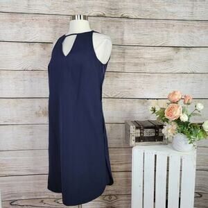 NWT Sharagano Women's Side Seamed Scallop Sleeveless‎ Dress In Navy Size 2